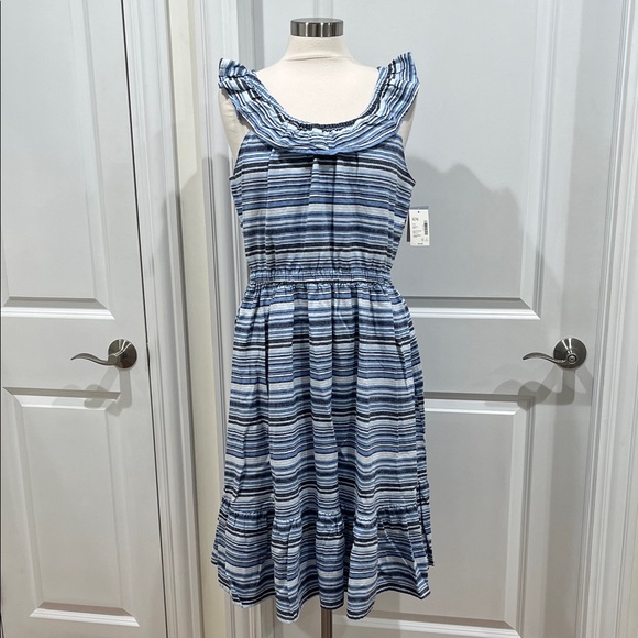New! Gymboree Women's 55% LINEN Dress Sandy Shores Blue Party Size XL NWT - Picture 2 of 16